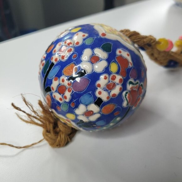 Macrame Twine Ceramic‎ Ornament Large Ball Beaded Christmas Spring Hanging Decor - Picture 2 of 12